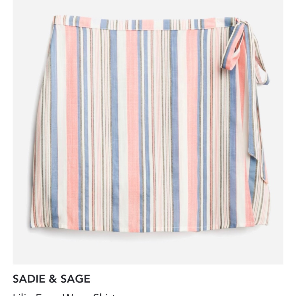 Faux wrap striped mini skirt